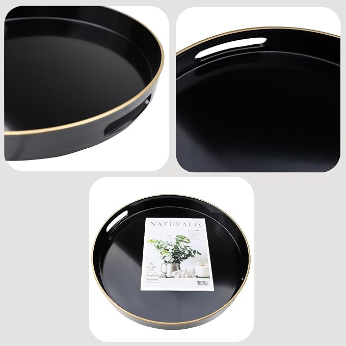 Black Round Decorative Tray - Image 5