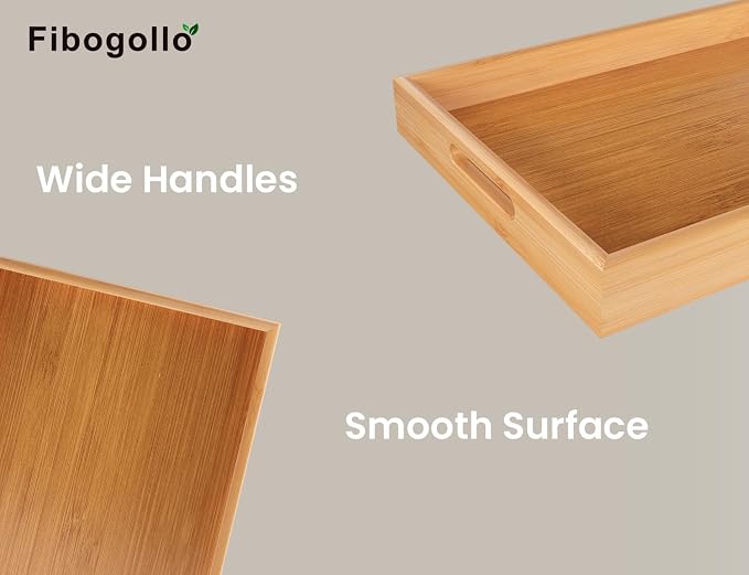 Fibogollo Bamboo Set of 2 Serving Tray - Image 2