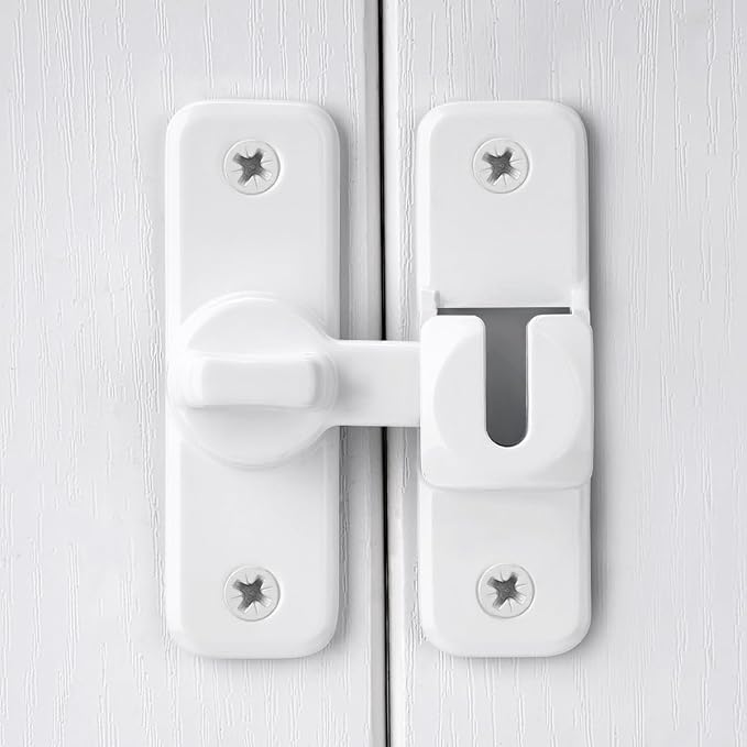 4 Pcs White 90/180 Degree Flip Latch, Zinc Alloy Barn Door Latch | Right Angle - Image 4