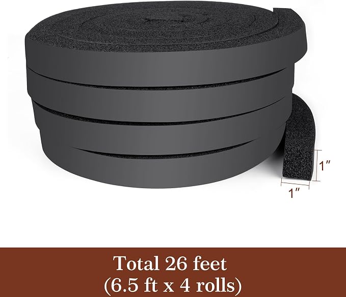Yotache Open Cell Foam Air Conditioner Insulation Seal Strip 4 Pcs 1"x1" | No - Image 2