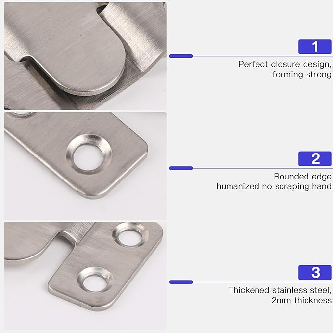 4 Pairs Interlocking Flush Mount Bracket Picture Hanging Hooks Stainless Steel - Image 3