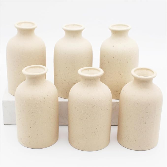 YANLING 6 Pack Small Vase for Flowers, 5 inch Modern Ceramic Vases | for Pampas by YANLING