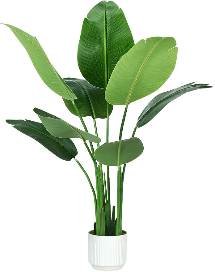 Bird of Paradise Plant Artificial 4ft, Faux Plants Indoor Tall by HZXGCP