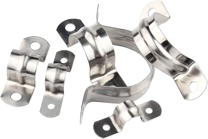 100 Pcs 3/4inch Rigid Pipe Strap, Two Hole Stainless Steel Strap U Bracket - Image 4