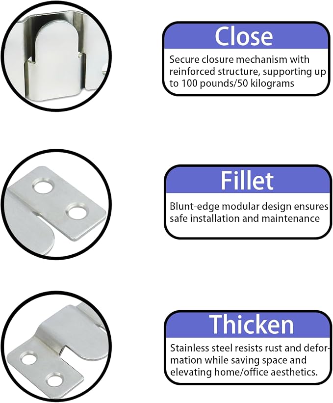 4 Pairs Stainless Steel Flush Mount Bracket Interlocking Headboard Hardware - Image 5