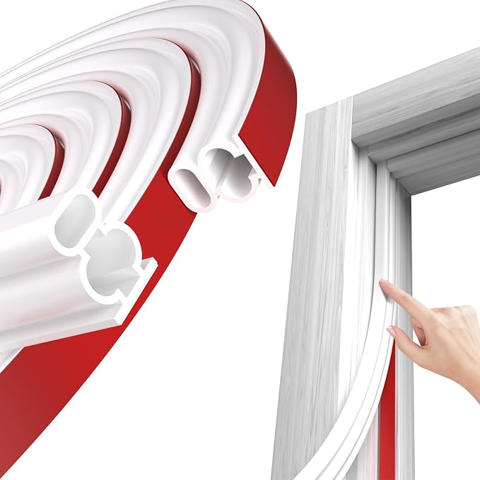 White D-Shape Weather Stripping 20Ft | Self-Adhesive Rubber Seal Strip by JSIWOTH