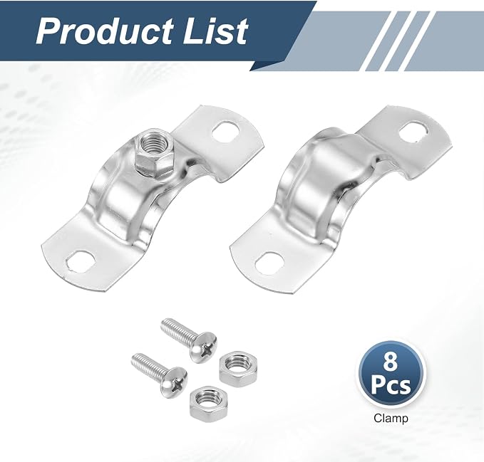 HARFINGTON 8 Pcs Adjustable Pipe Bracket Clamps1" Stainless Steel Wall Ceiling - Image 3