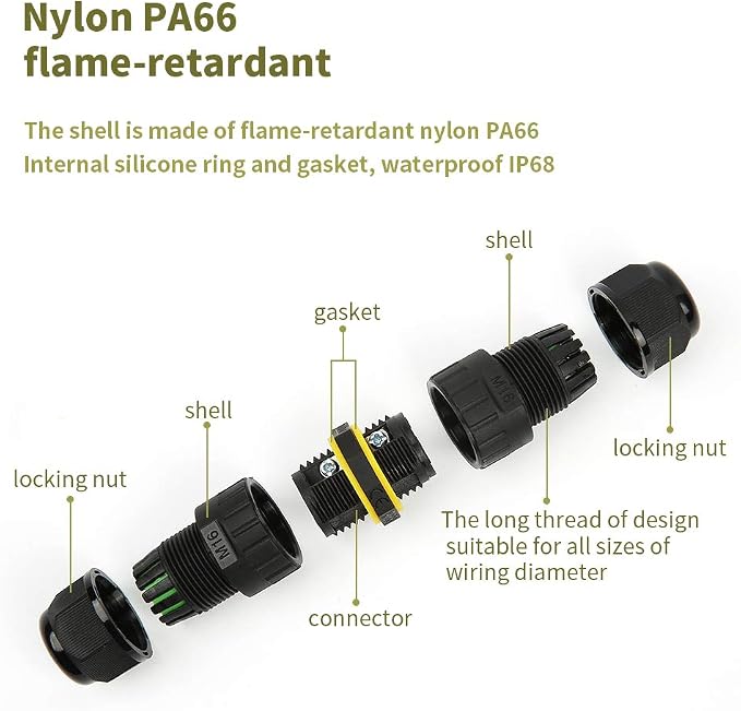 IP68 Outdoor Waterproof Junction Box Electrical Cable Connector, M16 - Image 3