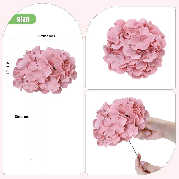AVIVIHO 65pcs Fake Flowers Dusty Pink Hydrangea Artificial Flowers Bulk Silk - Image 4