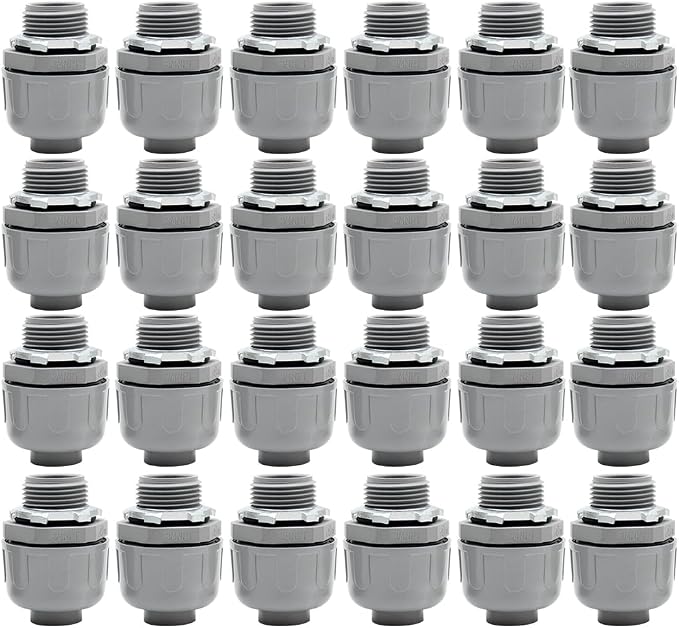 MAKERELE 24-Pack 3/4 Inch 180° PVC Liquid Tight Connectors | Commercial and by MAKERELE