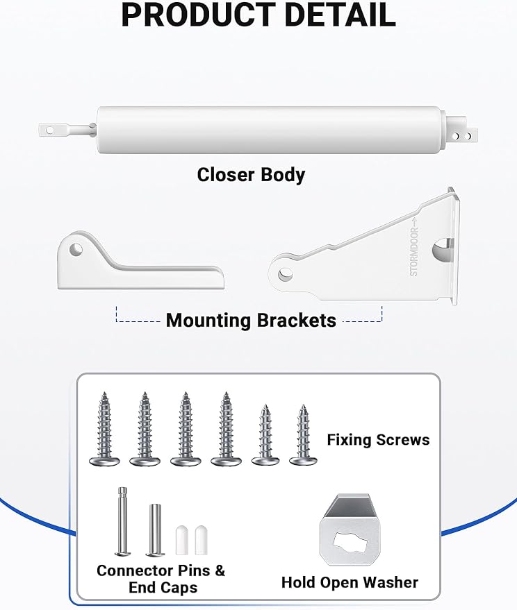 EVOULTES Storm Door Closer, Pneumatic Screen Door Closer - Image 3