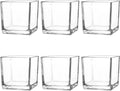6 Pack Square Glass Vases 4" x 4" x 4", Wedding Party Home Decor by Comrzor