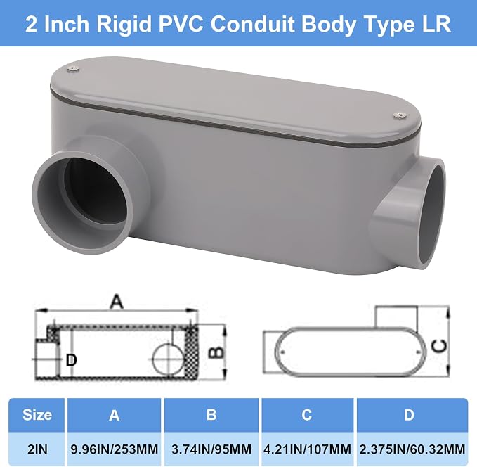 2 Inch Rigid PVC Conduit Body Type LR, Slip x Slip PVC Conduit Bodies LR Type - Image 2