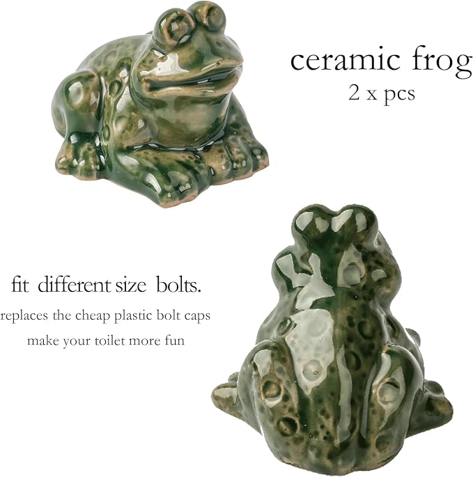 WANSHUNLMI Frog Toilet Floor Bolt Covers, Ceramic Frog Toilet Bolt Caps Cute - Image 6