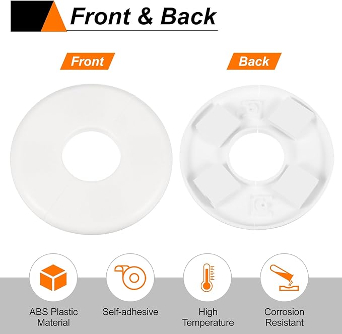 HARFINGTON 2pcs Wall Split Flange 26.5mm/1" Self-Adhesive Plumbing Cover Plates - Image 6
