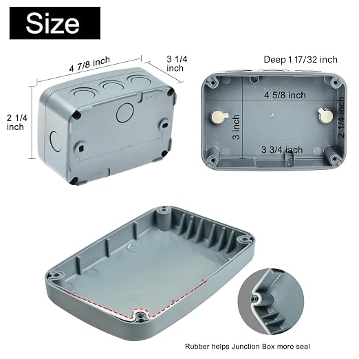 3PK Grey Weatherproof Electrical Project Boxes in Grey, 4.9 x 3.3 x 2.3 | - Image 6
