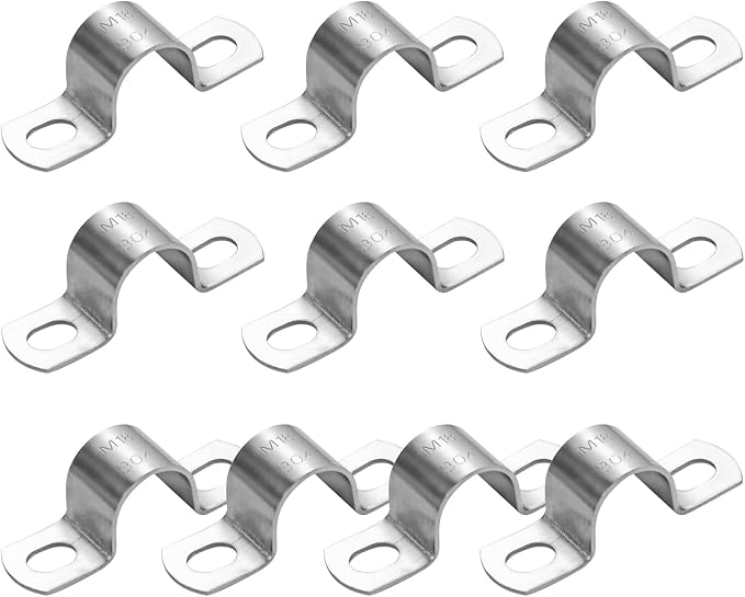 18mm Heavy Duty 2 Hole U-Tube Strap Clamp, Stainless Steel-304 | 10Pcs by Choosewhatyouneed