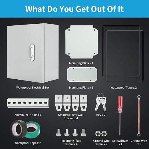 Steel Electrical Enclosure, Lockable Lid & Integrated Mounting Plate - Image 4