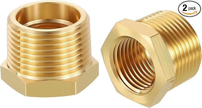 2 Pack Male to FeMale Adapter, 3/4" NTP Male x 1/2" NTP Female Threaded Brass by Rebower