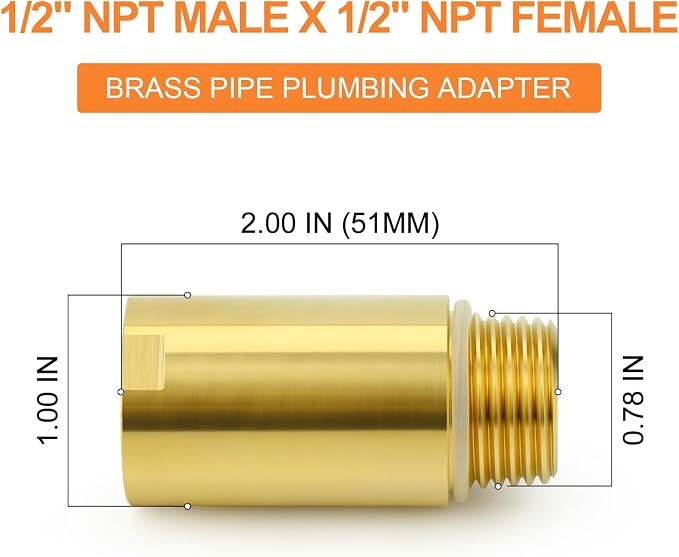 GASHER 2Pcs Brass Pipe Plumbing Adapter - Image 2