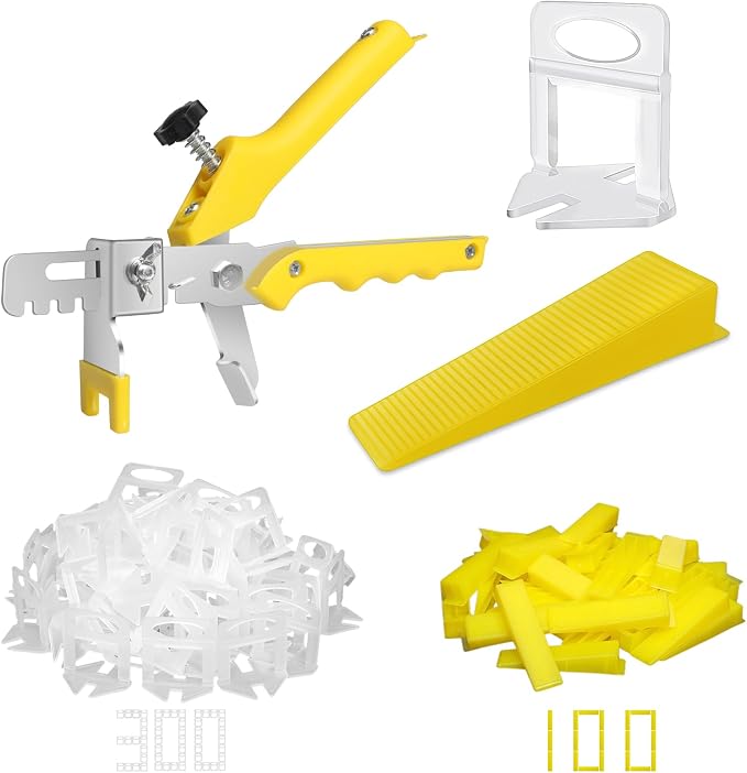 DGSL Tile Leveling System with Plier, 300 Tile Spacers 1/16" and 100 Wedges | by DGSL