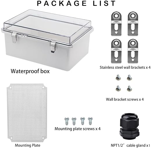 Waterproof Electrical Box, IP67 Junction Box Stainless Steel Latch Hinged Clear - Image 5