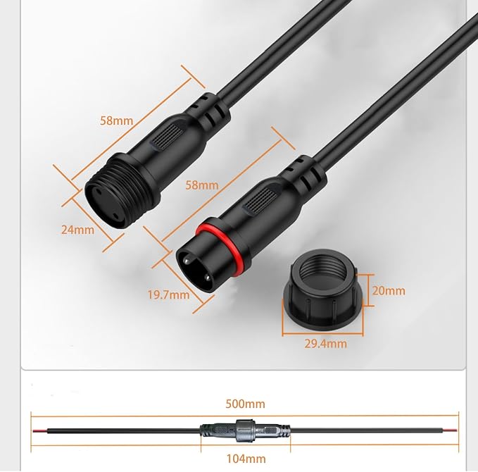 2 Pin Electrical Connector，Male Female 12AWG 2wire Waterproof Connector - Image 2