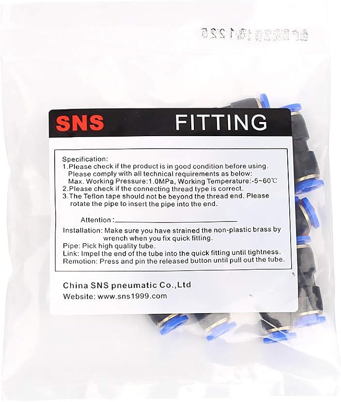 SNS 8mm Tube OD Plastic Straight Union Pipe Tube Fitting Straight Pneumatic - Image 3