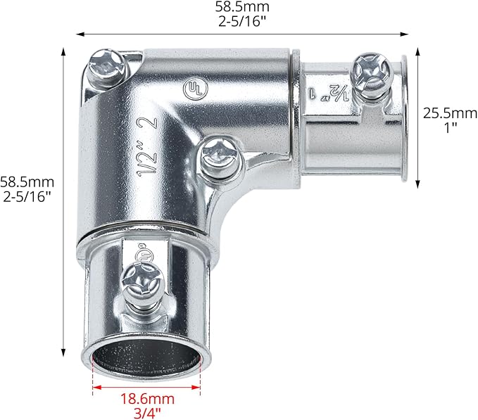 QWORK 1/2 Inch EMT Conduit Fittings Inside Corner Pull Elbow, 10 Pack 90 Degree - Image 6
