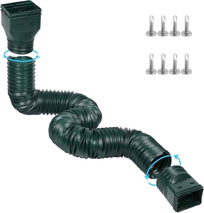 plusgutter 11.5ft Long Gutter Downspout Extensions Flexible, Down Spout Drain by plusgutter