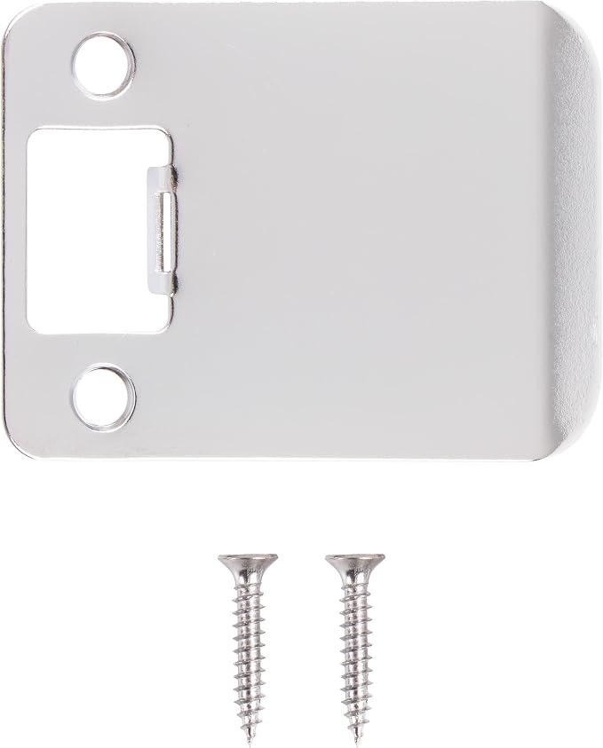 Round Corner Extended Lip Strike Plate, 2-1/4" x 2-1/2", Polished Chrome - Image 2