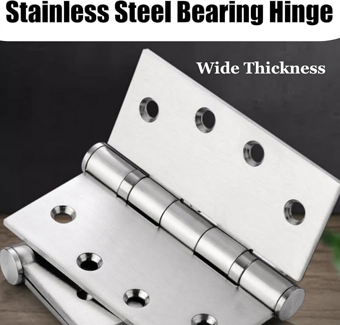 6Pcs 4.5 x 4.5 Inch Heavy Duty Door Hinges, Thickness 3 mm 304 Stainless Steel - Image 2