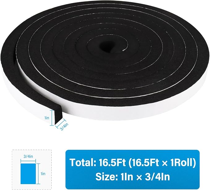 DGSL Foam Weather Stripping, 16.5Ft Door Window Seal Tape | Self Adhesive - Image 2