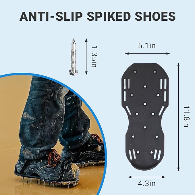 Self-Leveling Tool Kit with Rake, Spiked Roller, Spiked Shoes and 58'' - Image 5