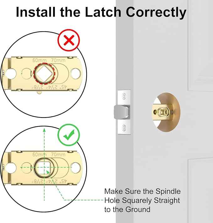 Foxgard Adjustable Deadlatch 2-3/8'' or 2-3/4'', Smart Door Knob Replacement - Image 5