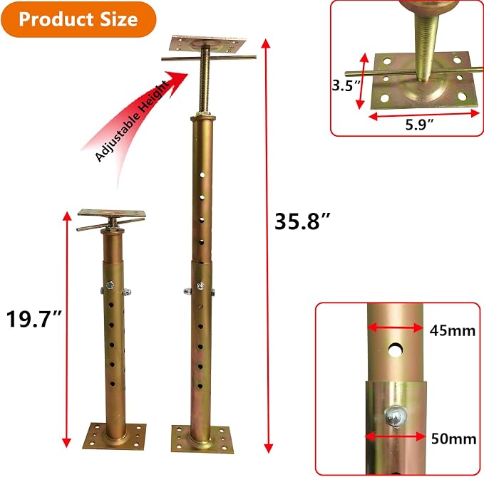 Adjustable House Jacks Floor Joist Support 19.7"-35.8" - Image 2