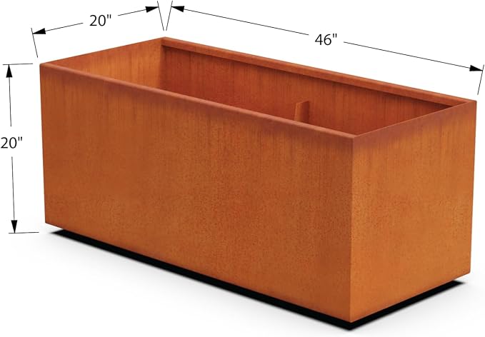 Large Rectangular Planters for Outdoor Plants 46x20 Inch Corten Steel Planter - Image 5