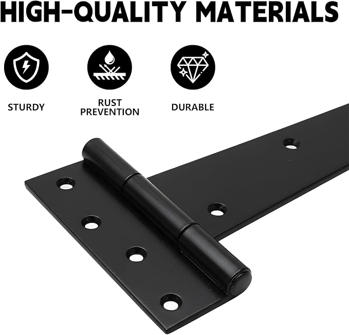 4Pcs 14-Inch Heavy-Duty Door Hinges, Rust-Resistant Heavy-Duty T-Hinges - Image 4