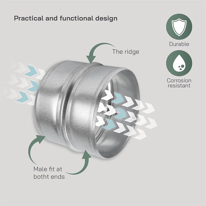 Vent Systems 5'' Inch Galvanized Steel Duct Connector - Image 5