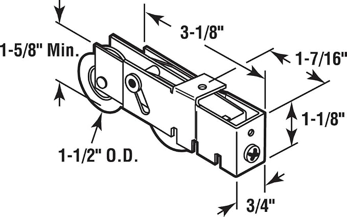 Prime-Line D 1984 1-1/2 inch Steel Ball Bearing Sliding Door Tandem Roller - Image 2