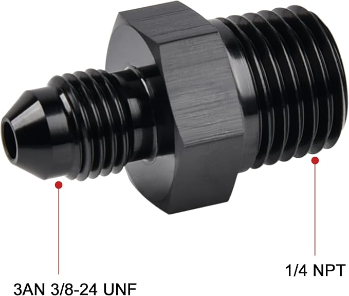 EVIL ENERGY 3AN Male Flare to 1/4" NPT Pipe Fitting Adapter Aluminum Straight - Image 2