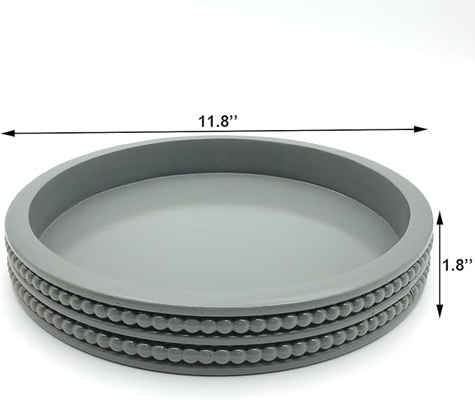 Carah & Cossh Round Wooden Tray, Round Modern Decorative Tray - Image 3