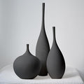 Relexome Black Ceramic Vase Modern Boho Wabi-Sabi Flower Vase Set of 3 by Relexome
