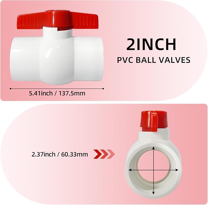 YADIAN 2 Pack 2'' PVC Ball Valves, T-handle Water Shut-Off Ball Valve Slip - Image 7
