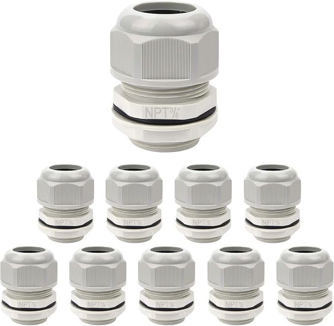 10 Pack NPT 3/8" Cable Glands Waterproof Adjustable 5-10mm Cable Connectors by LeMotech