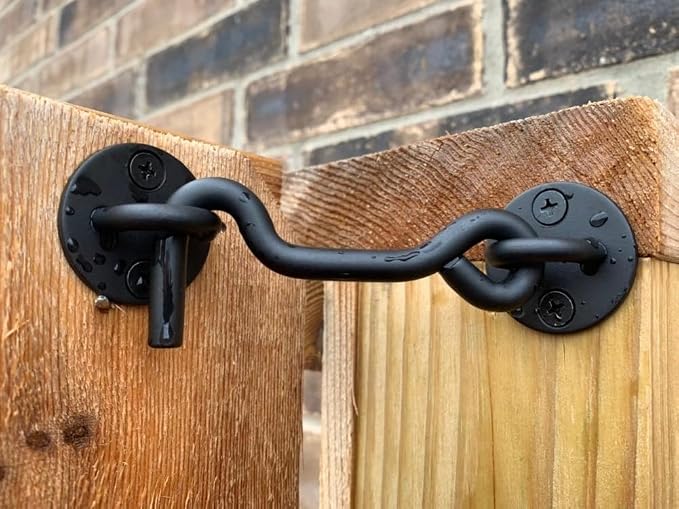 4" Privacy Hook and Eye Gate Door Latch, Easy Barn Door Lock, 2-Layer Powder - Image 2