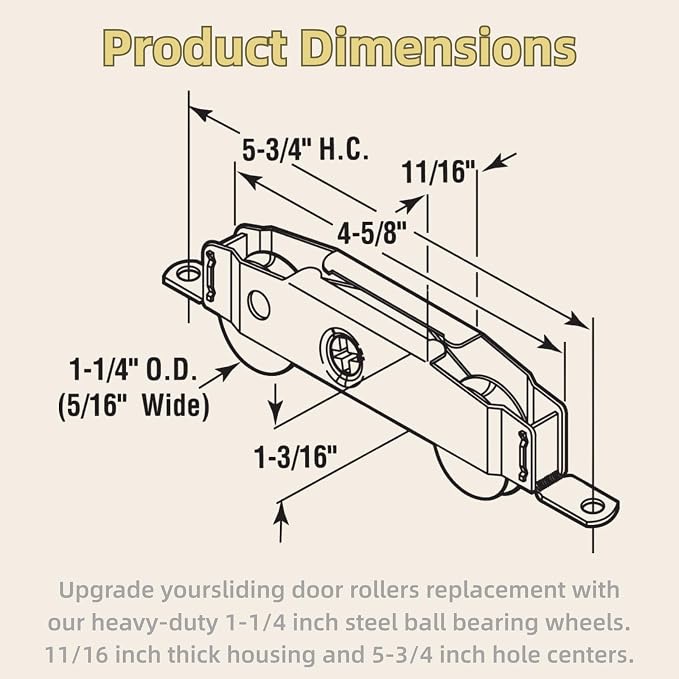 2pcs Heavy Duty Sliding Door Rollers, Lancisism Steel Ball Bearing Patio Door - Image 4