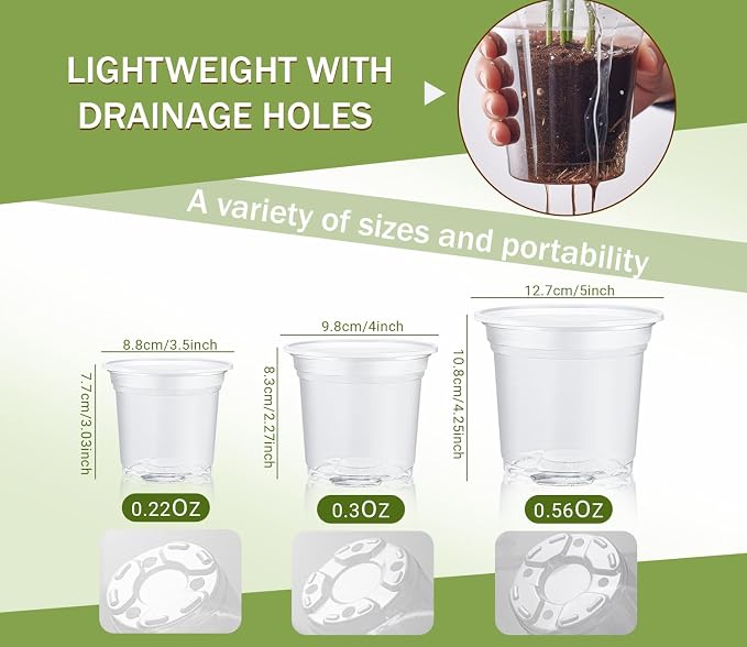 30 Pack Clear Nursery Plant Pots, 3.5/4/5 In - Image 5