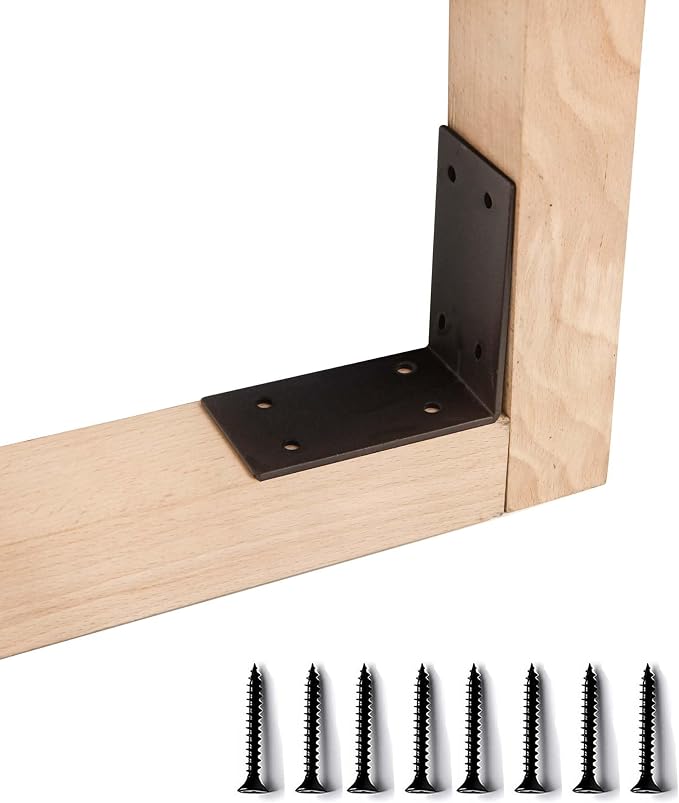 4Packs Heavy Duty Steel Corner Brackets, 90 Degree Angle Post Bracket-6"x 6" - Image 8