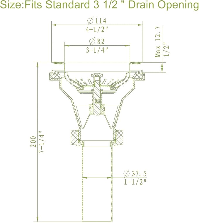 3-1/2'' Kitchen Sink Drain Kit Sink Drain Basket Sink Drain Assembly 304 - Image 2